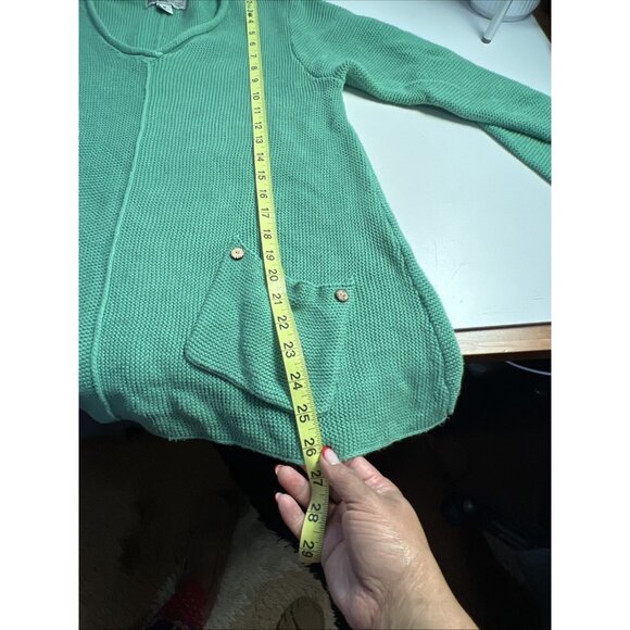 Habitat Womens M 100% Cotton Knit Tunic Sweater Green Lagenlook Button - Picture 5 of 8